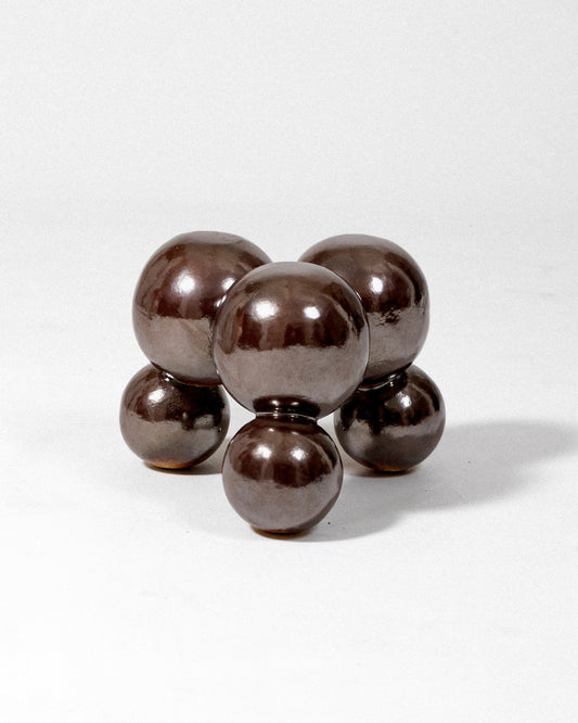 TABOURET EN GRÈS MARRON MÉTALLIQUE