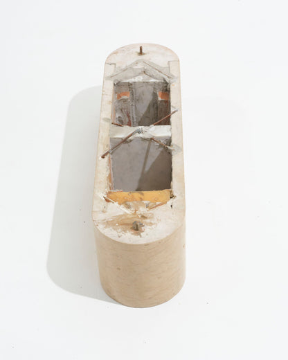 DAYBED EN CUIR BEIGE ET TRAVERTIN, 1980s