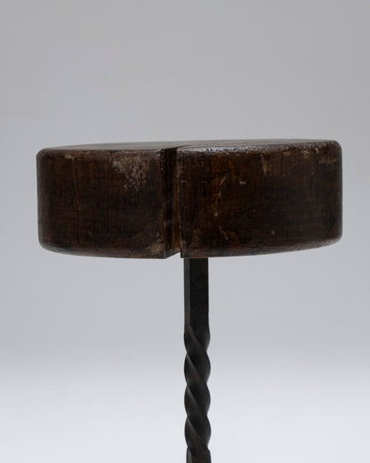 TABOURET BRUTALISTE EN BOIS MASSIF, 1960s