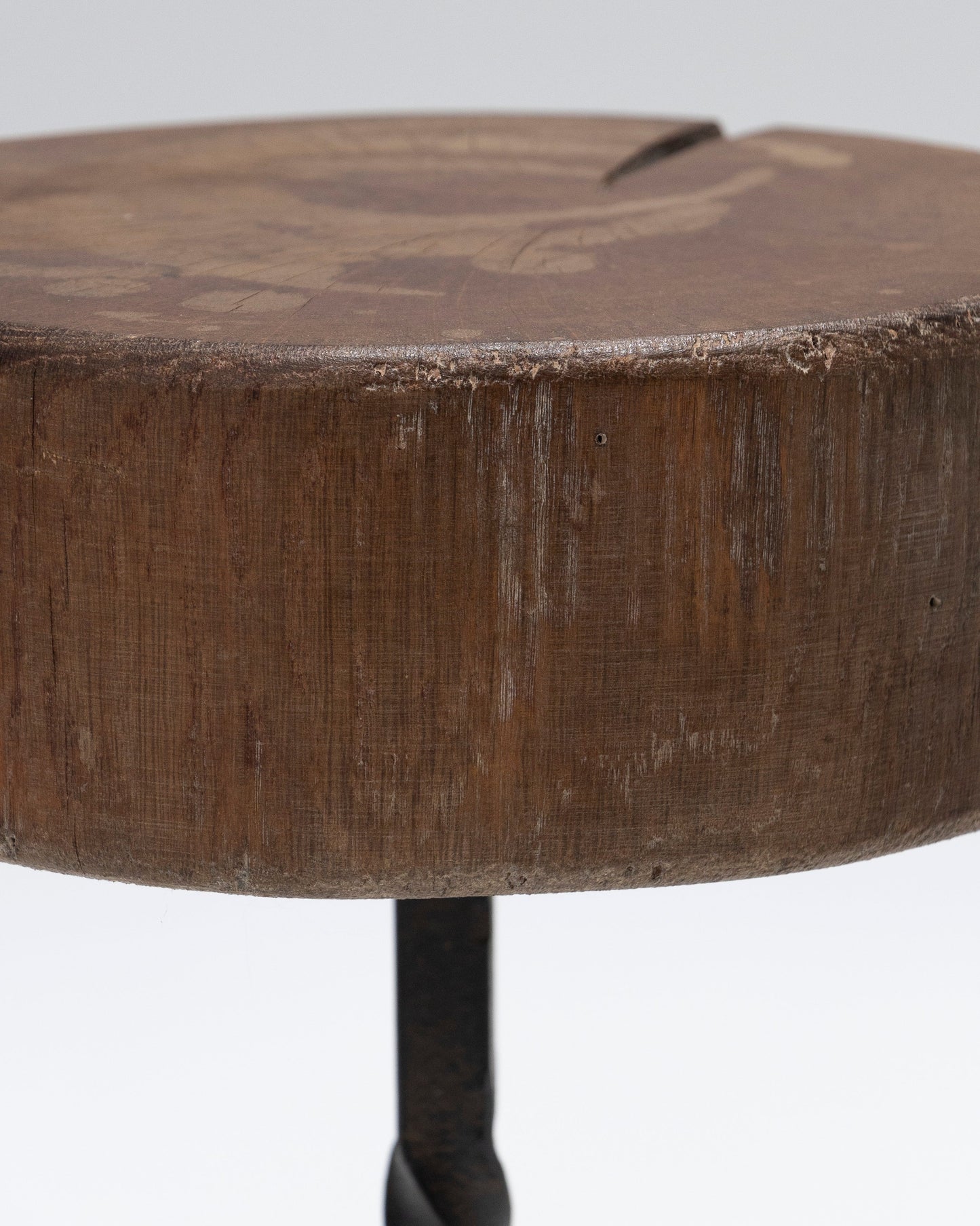 TABOURET BRUTALISTE EN BOIS MASSIF, 1960s