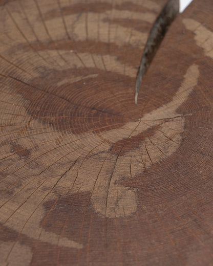 TABOURET BRUTALISTE EN BOIS MASSIF, 1960s