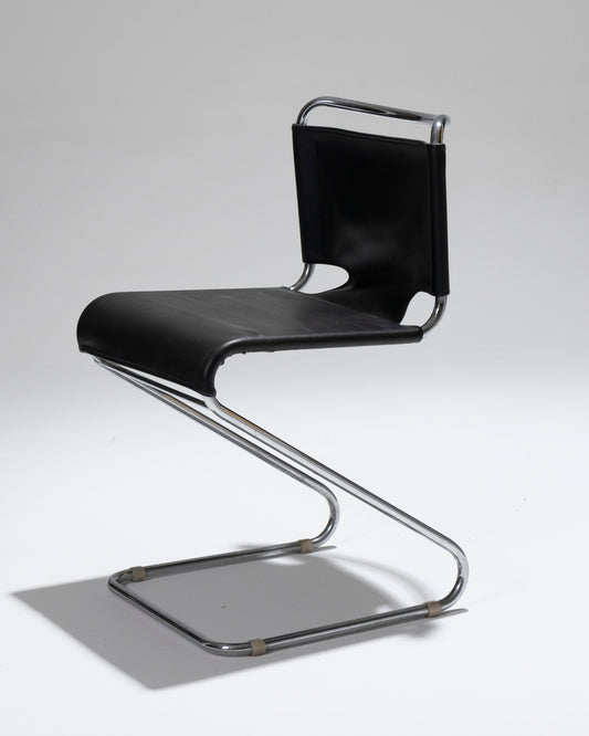 CHAISE EN CUIR "BISCIA", PASCAL MOURGUE, 1960s