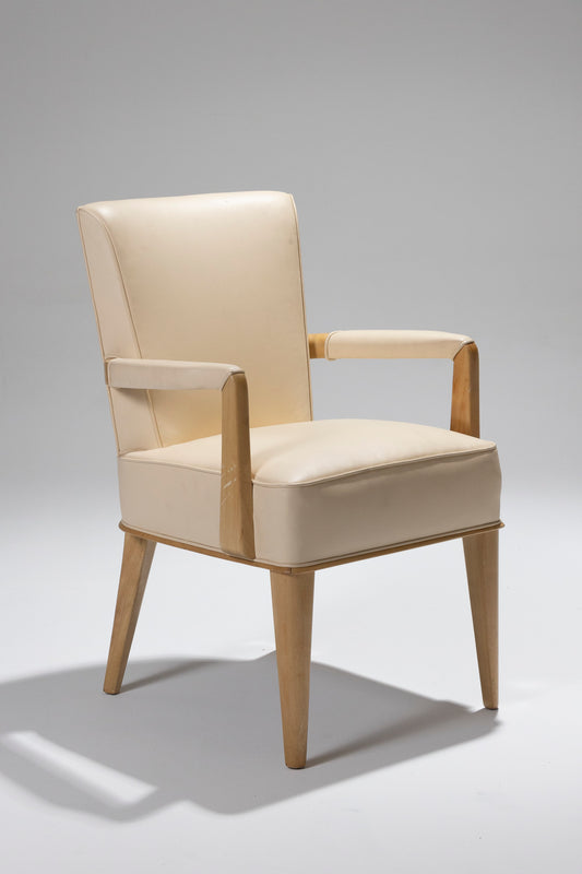 FAUTEUIL EN IROKO ET CUIR, 1930s