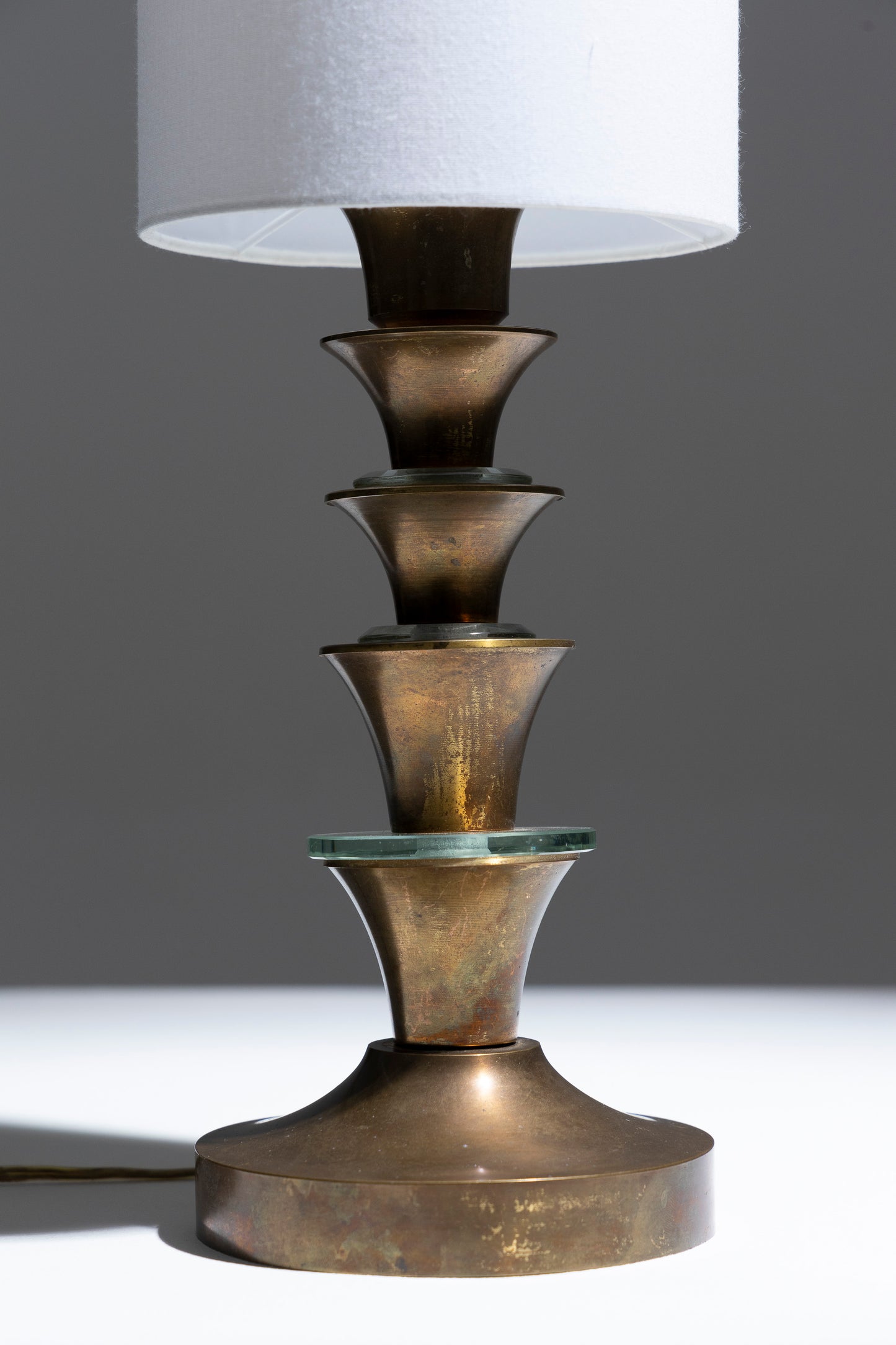 BRASS AND GLASS LAMP BASE, 1960s