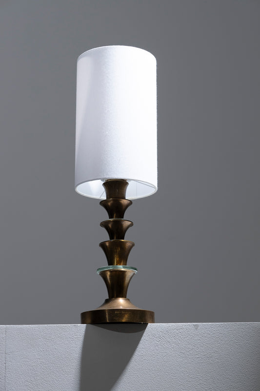 BRASS AND GLASS LAMP BASE, 1960s