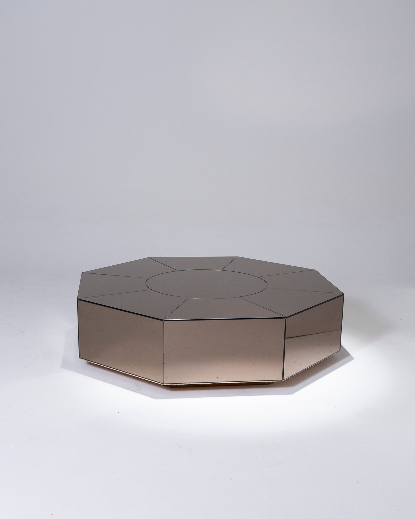 OCTAGONAL MIRROR COFFEE TABLE, 1980s