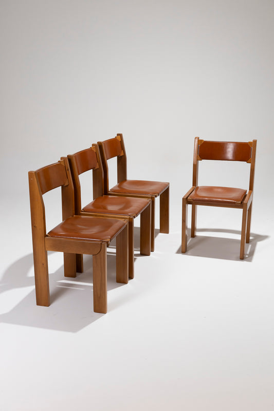 SET OF 4 REGAIN ELM CHAIRS, 1960s