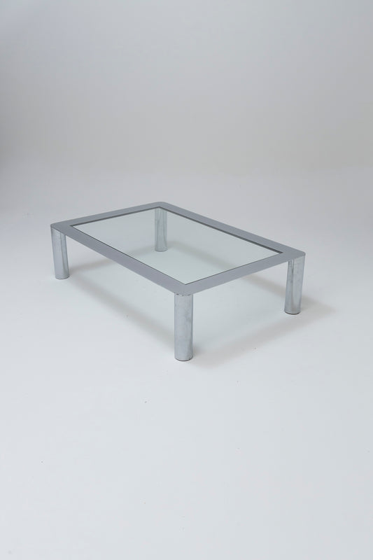 GLASS AND CHROME COFFEE TABLE, 1960s