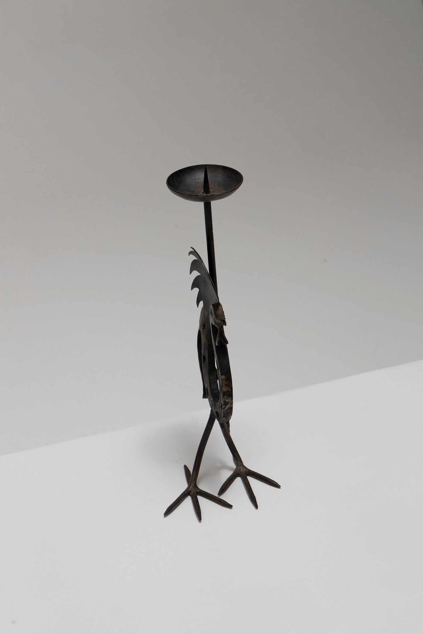 WROUGHT IRON ROOSTER CANDLE HOLDER, 1960s