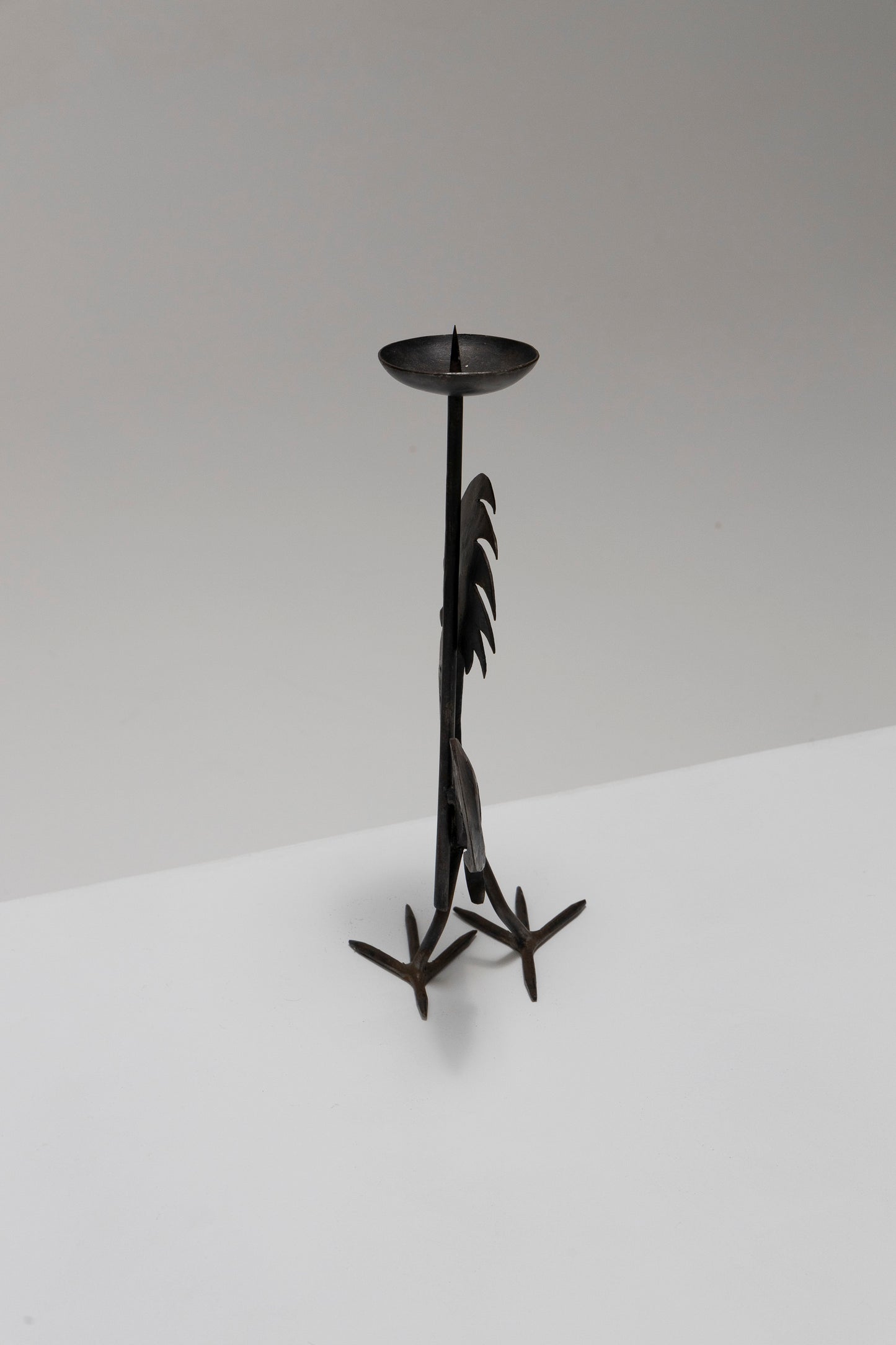 WROUGHT IRON ROOSTER CANDLE HOLDER, 1960s