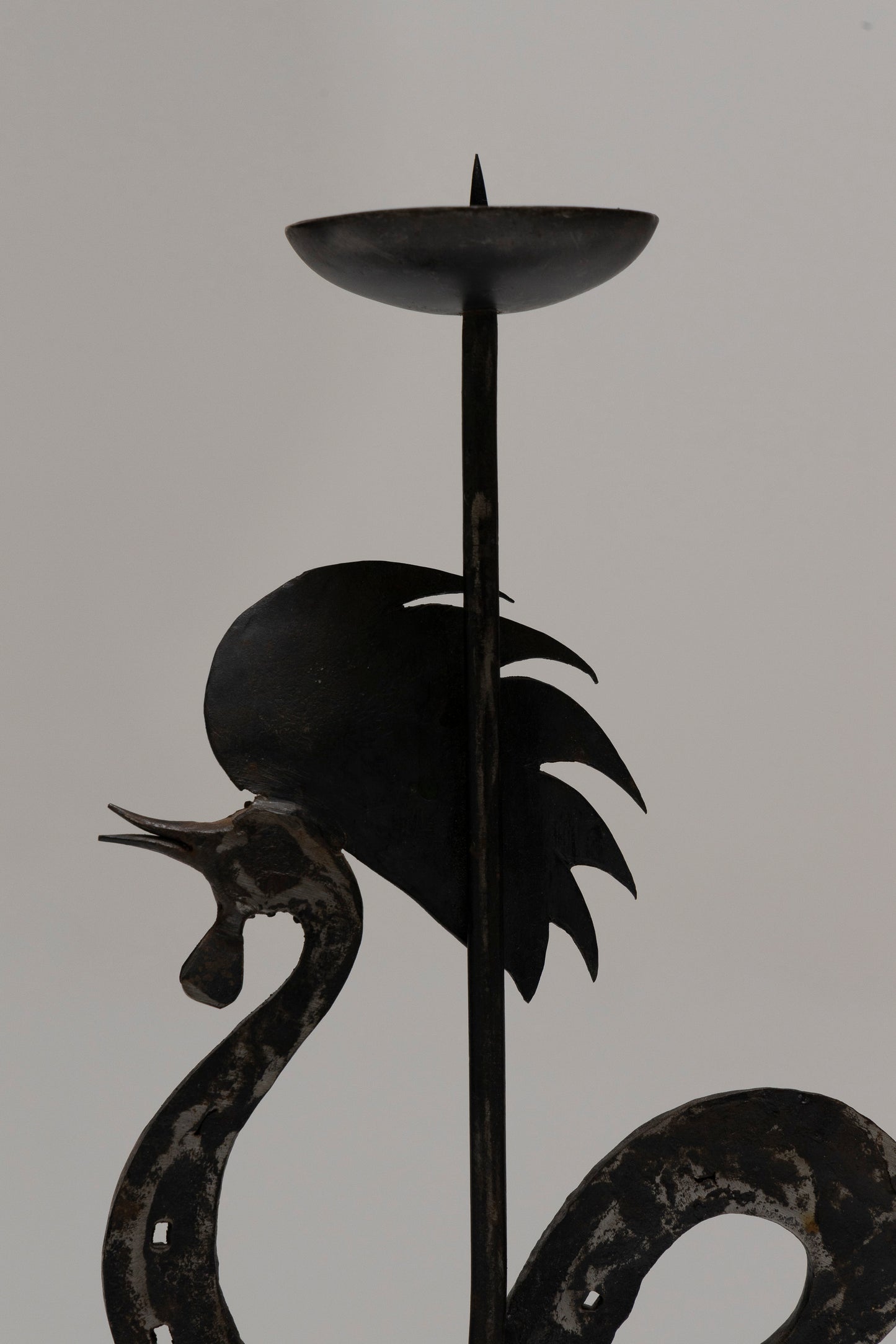 WROUGHT IRON ROOSTER CANDLE HOLDER, 1960s