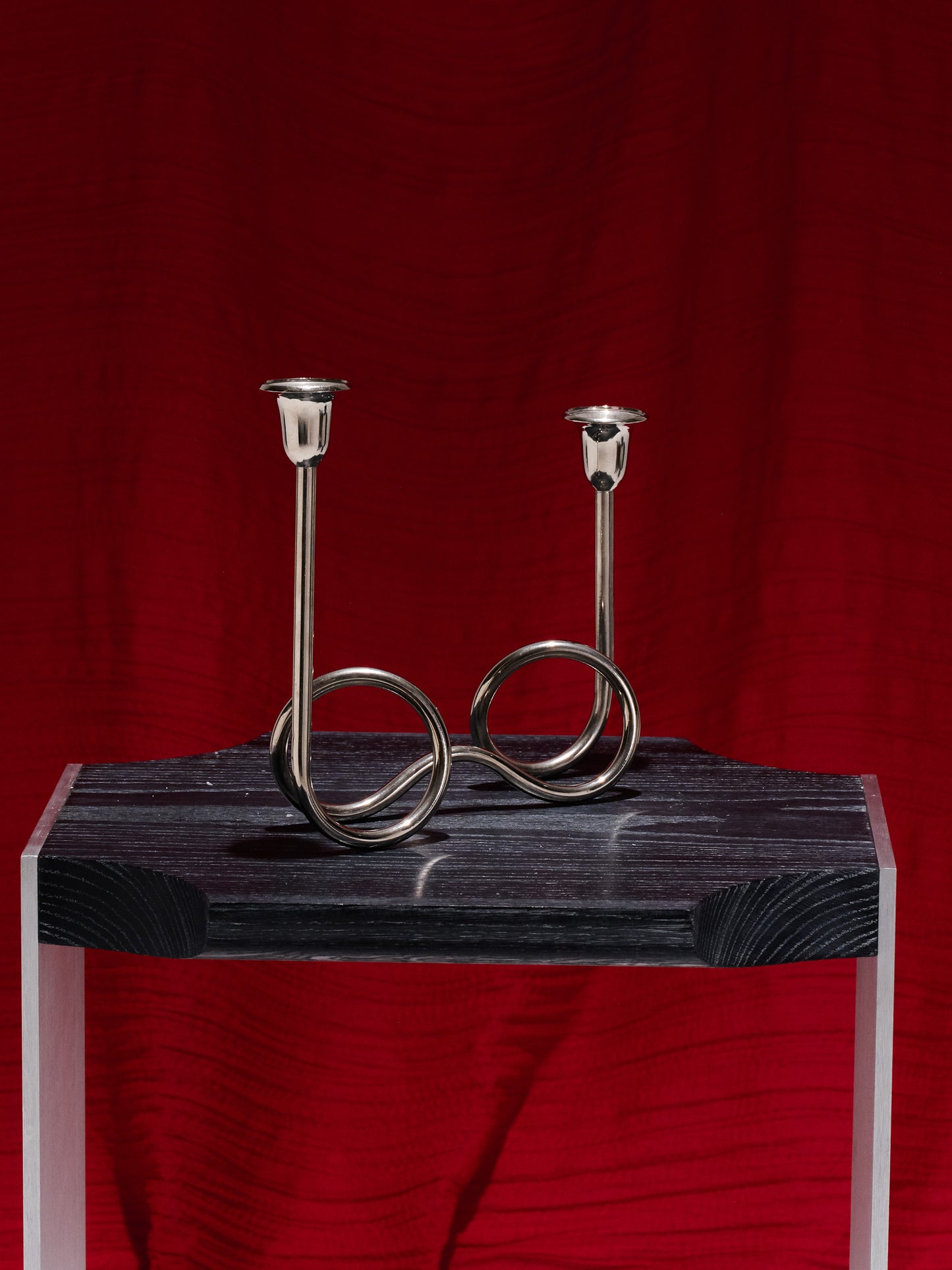 BOUGEOIR DEUX FEUX EN MÉTAL, 1970s