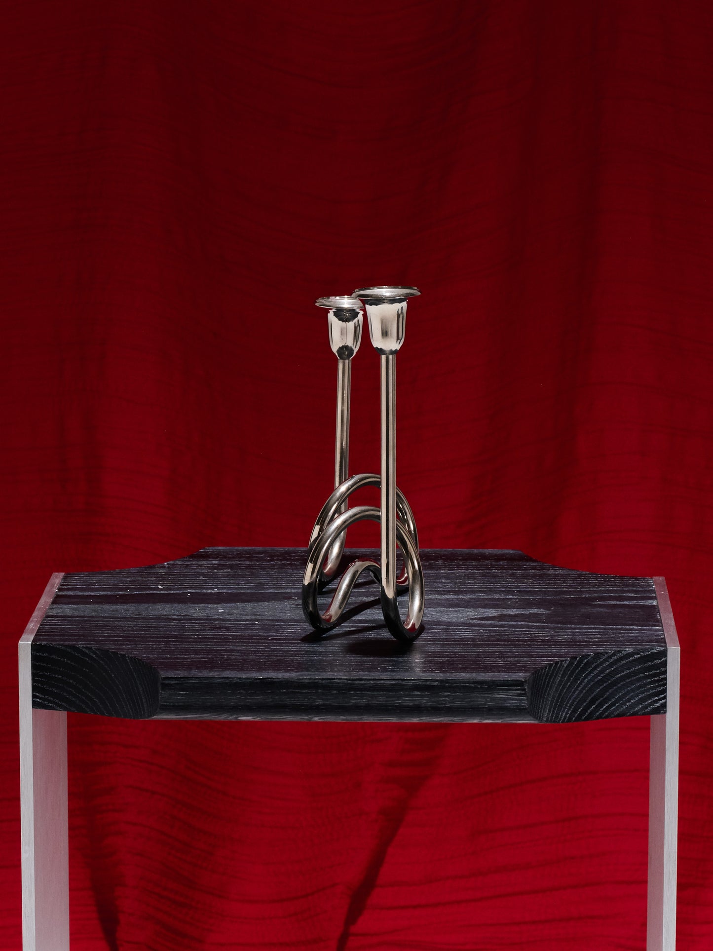 BOUGEOIR DEUX FEUX EN MÉTAL, 1970s