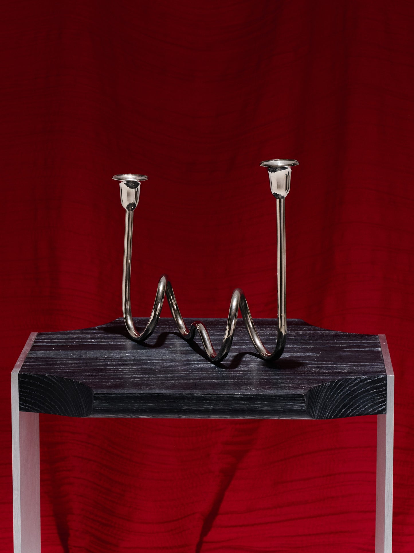 BOUGEOIR DEUX FEUX EN MÉTAL, 1970s