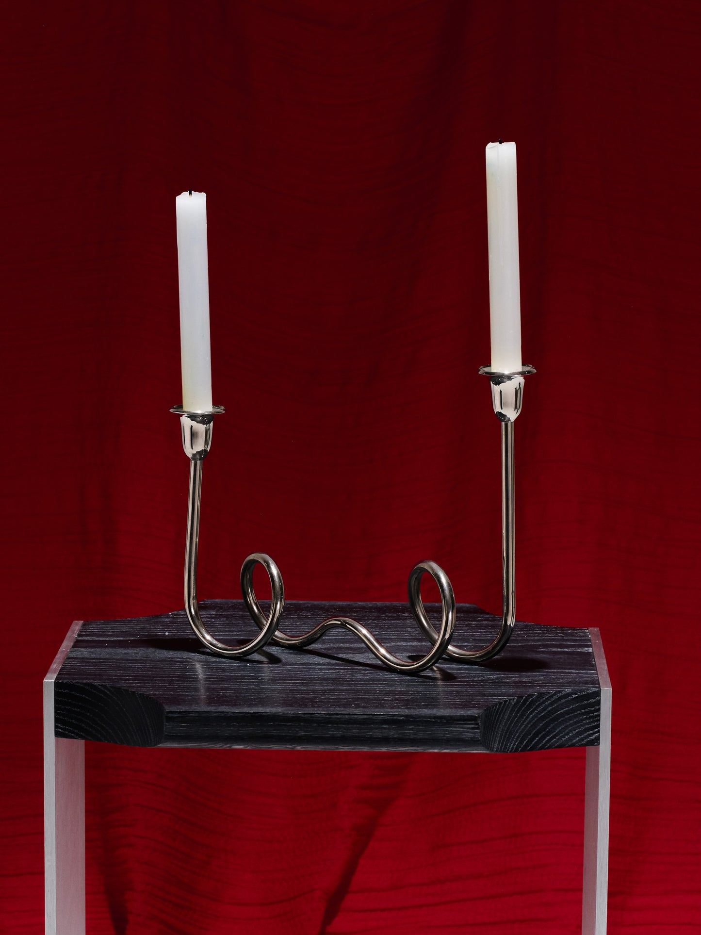 BOUGEOIR DEUX FEUX EN MÉTAL, 1970s