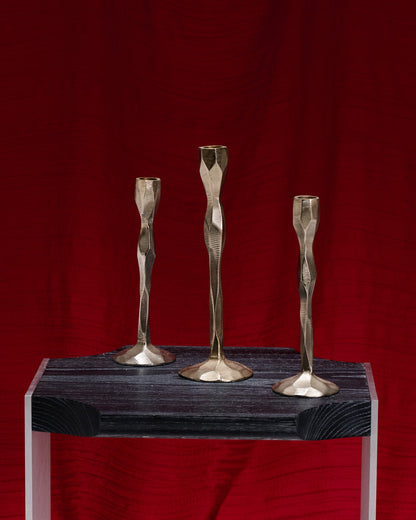 TRIO OF BRASS CANDLESTICKS, 1970s