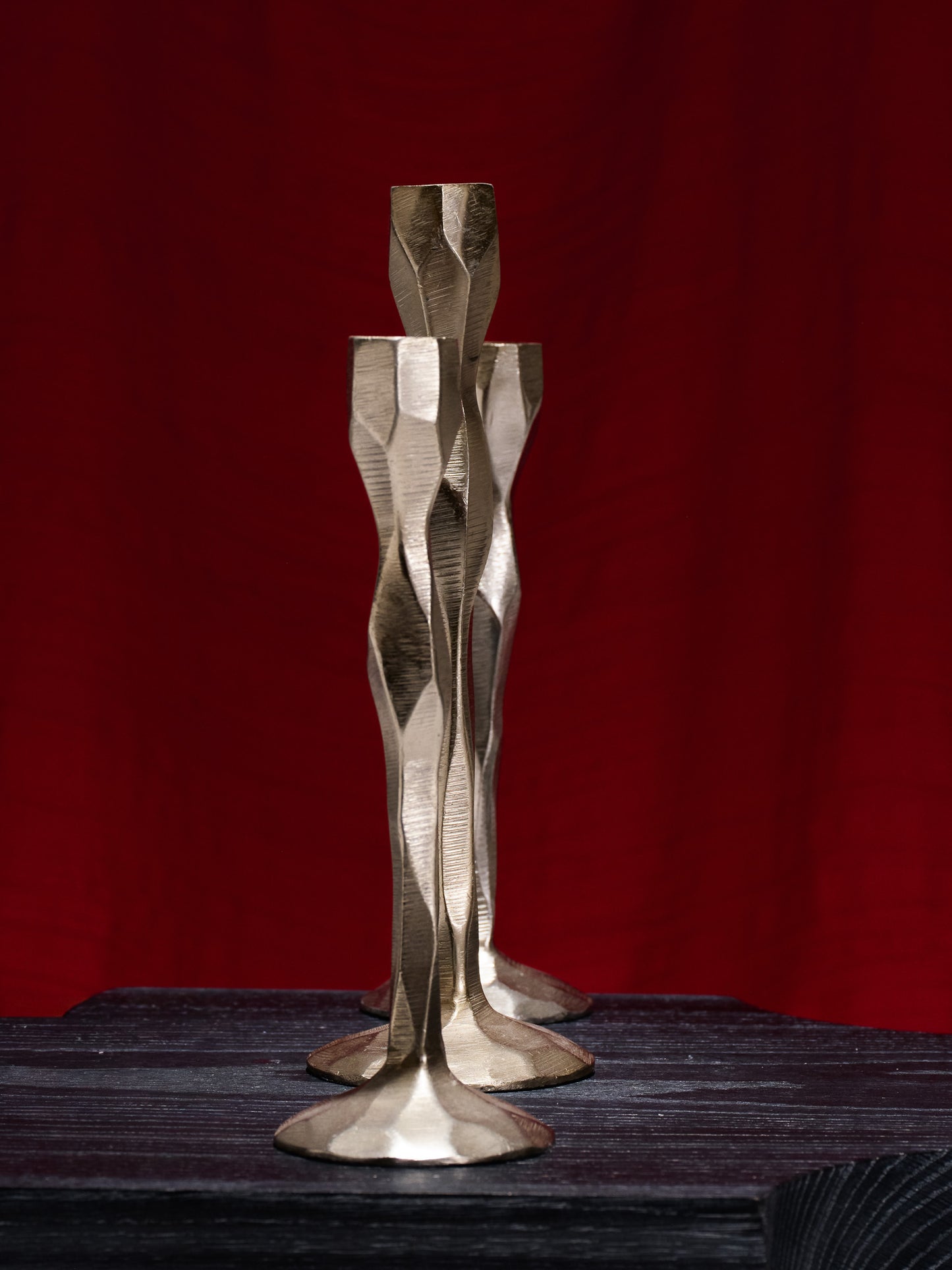 TRIO OF BRASS CANDLESTICKS, 1970s