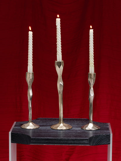 TRIO OF BRASS CANDLESTICKS, 1970s