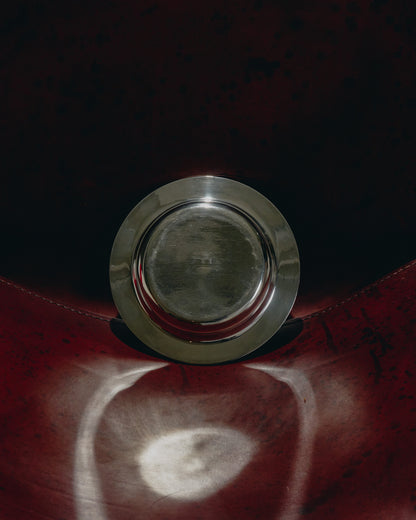 ASSIETTE À PÂTÉE EN MÉTAL ARGENTÉ PETIT CHIEN / CHAT, 1960s