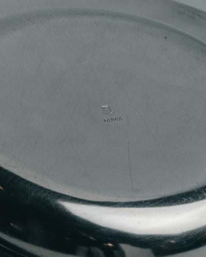 ASSIETTE À PÂTÉ EN MÉTAL ARGENTÉ POUR PETIT ET MOYEN CHIEN / CHAT, 1930s