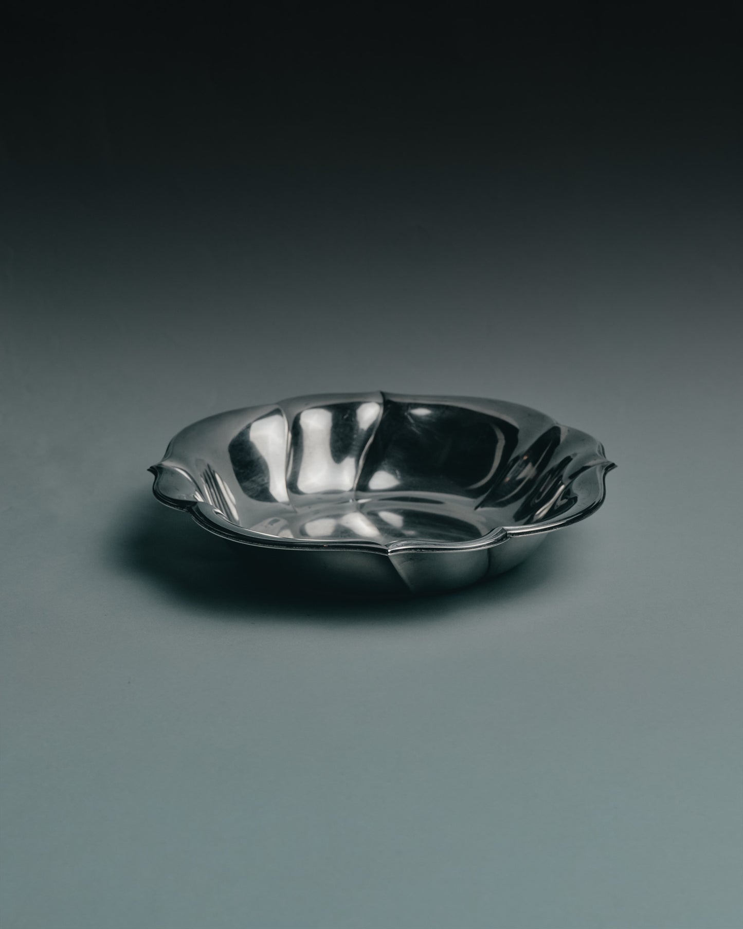 Silver-plated metal dog bowl, 1960s