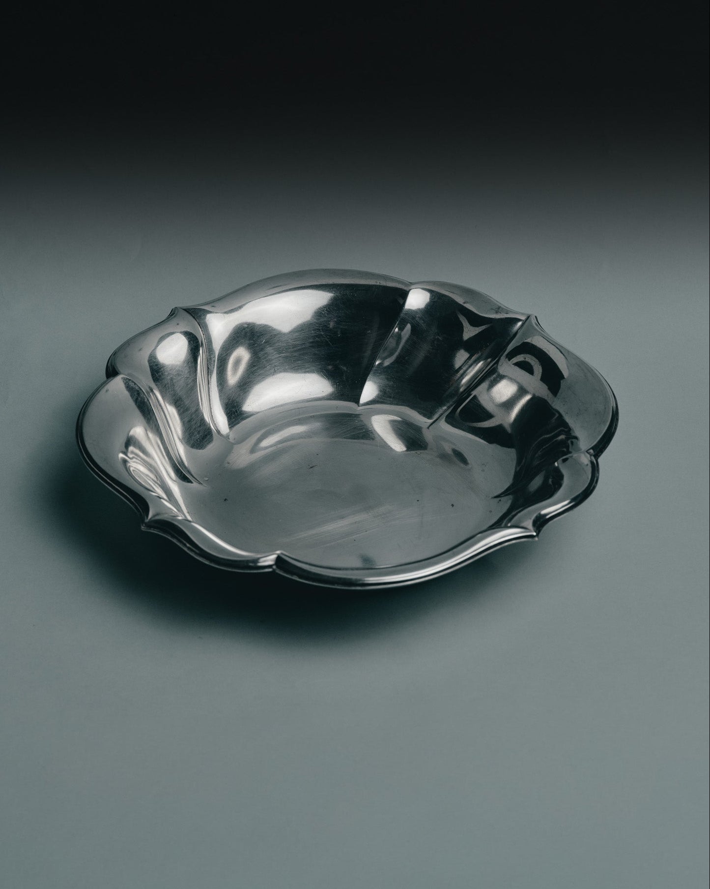 Silver-plated metal dog bowl, 1960s