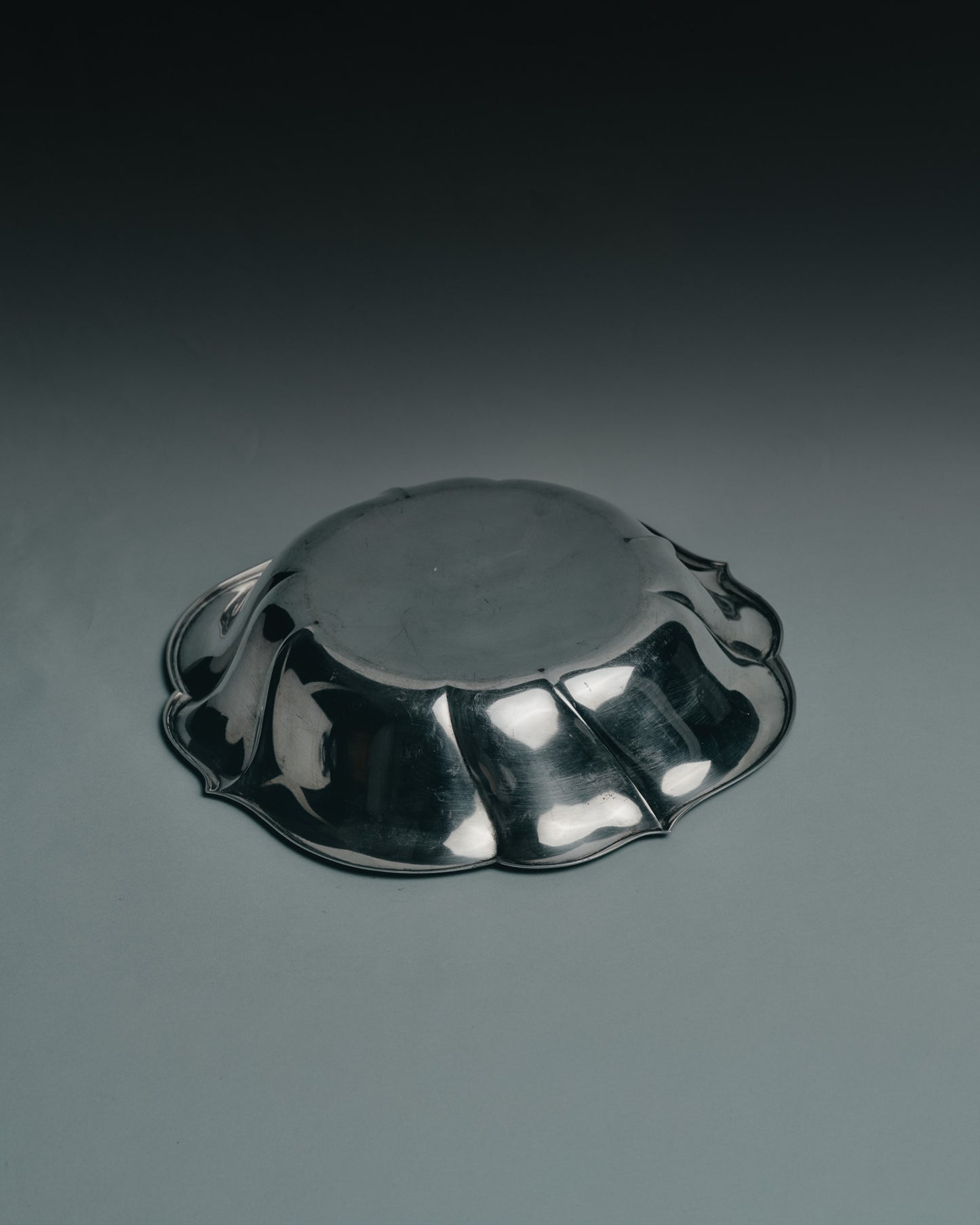 Silver-plated metal dog bowl, 1960s
