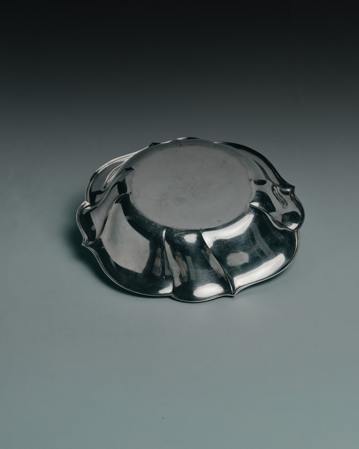 Silver-plated metal dog bowl, 1960s