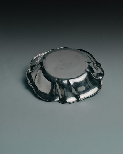 Silver-plated metal dog bowl, 1960s