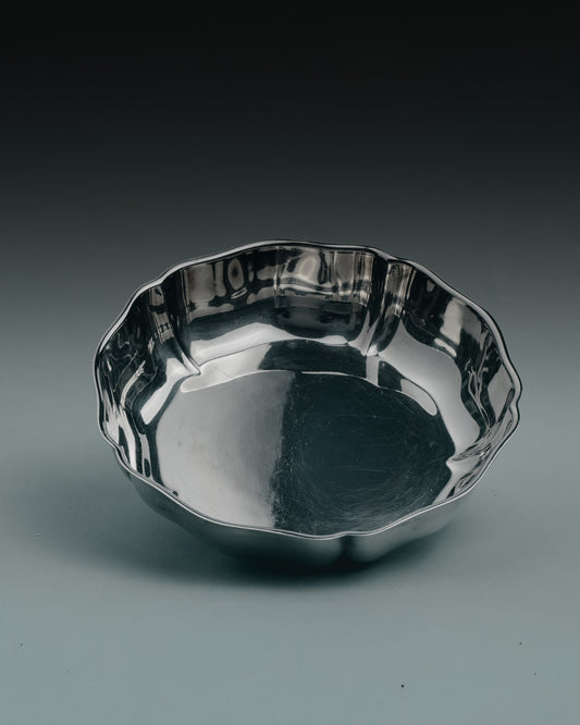 Silver-plated metal dog bowl, 1960s