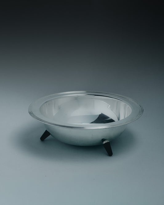 SILVER-PLATED METAL DOG BOWL, 1960S