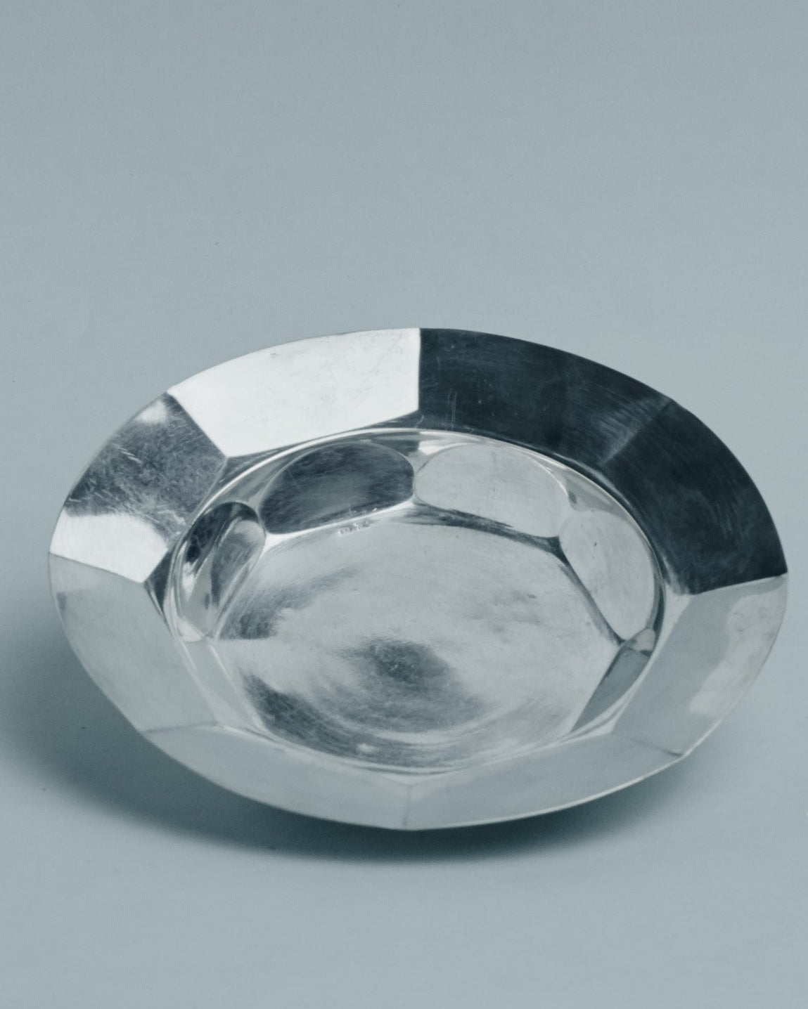 SILVER-PLATED METAL PÂTÉE PLATE FOR SMALL DOGS OR CATS, 1950S