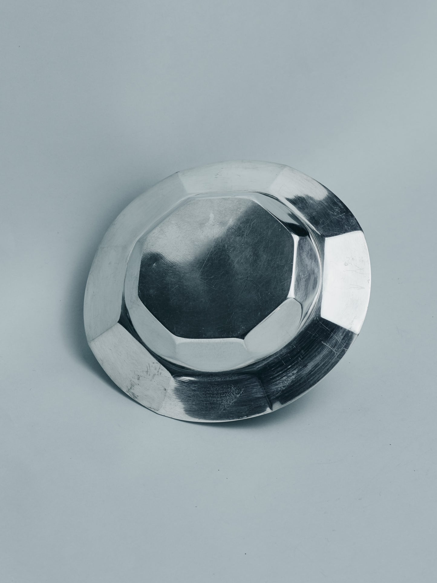 SILVER-PLATED METAL PÂTÉE PLATE FOR SMALL DOGS OR CATS, 1950S