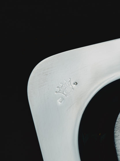 ASSIETTE À PÂTÉE EN MÉTAL ARGENTÉ POUR MOYEN CHIEN / CHAT, 1970s