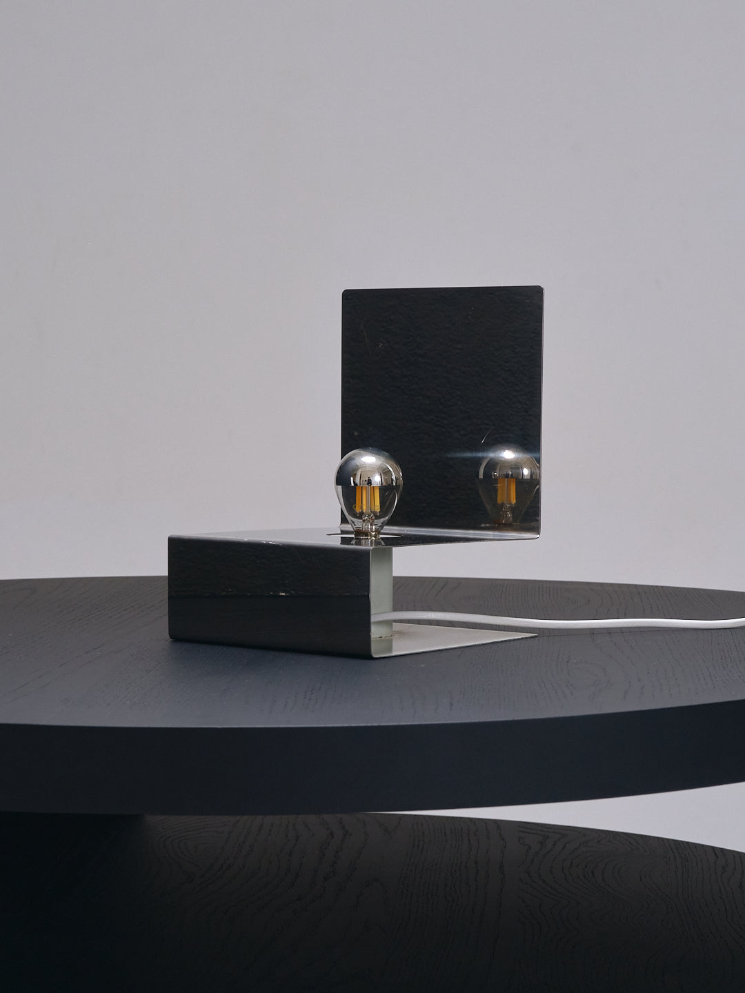 CHROME-PLATED METAL MIRROR LAMP, 1970s 