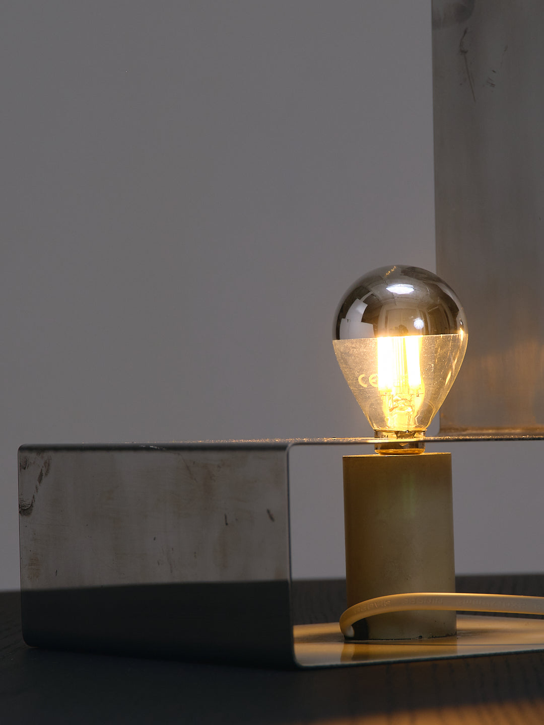 CHROME-PLATED METAL MIRROR LAMP, 1970s 