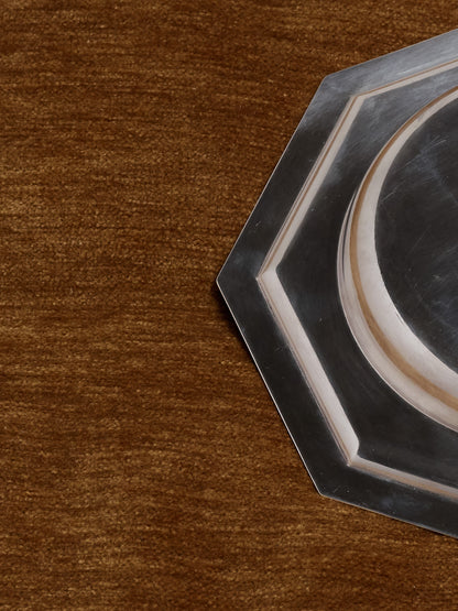 SILVER-PLATED METAL PET FOOD PLATE FOR SMALL DOGS/CATS, JOUSSE LANGLOIS, 1970S