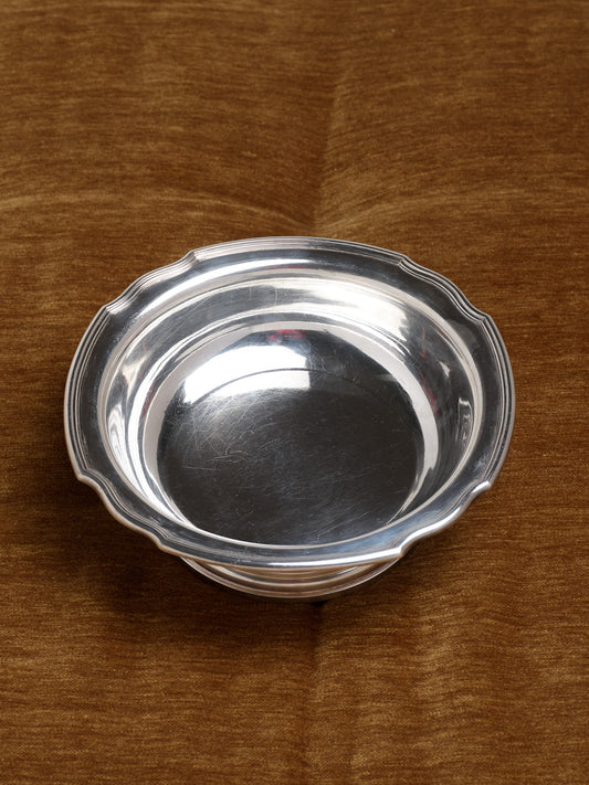 SILVER-PLATED METAL DOG BOWL, 1950s