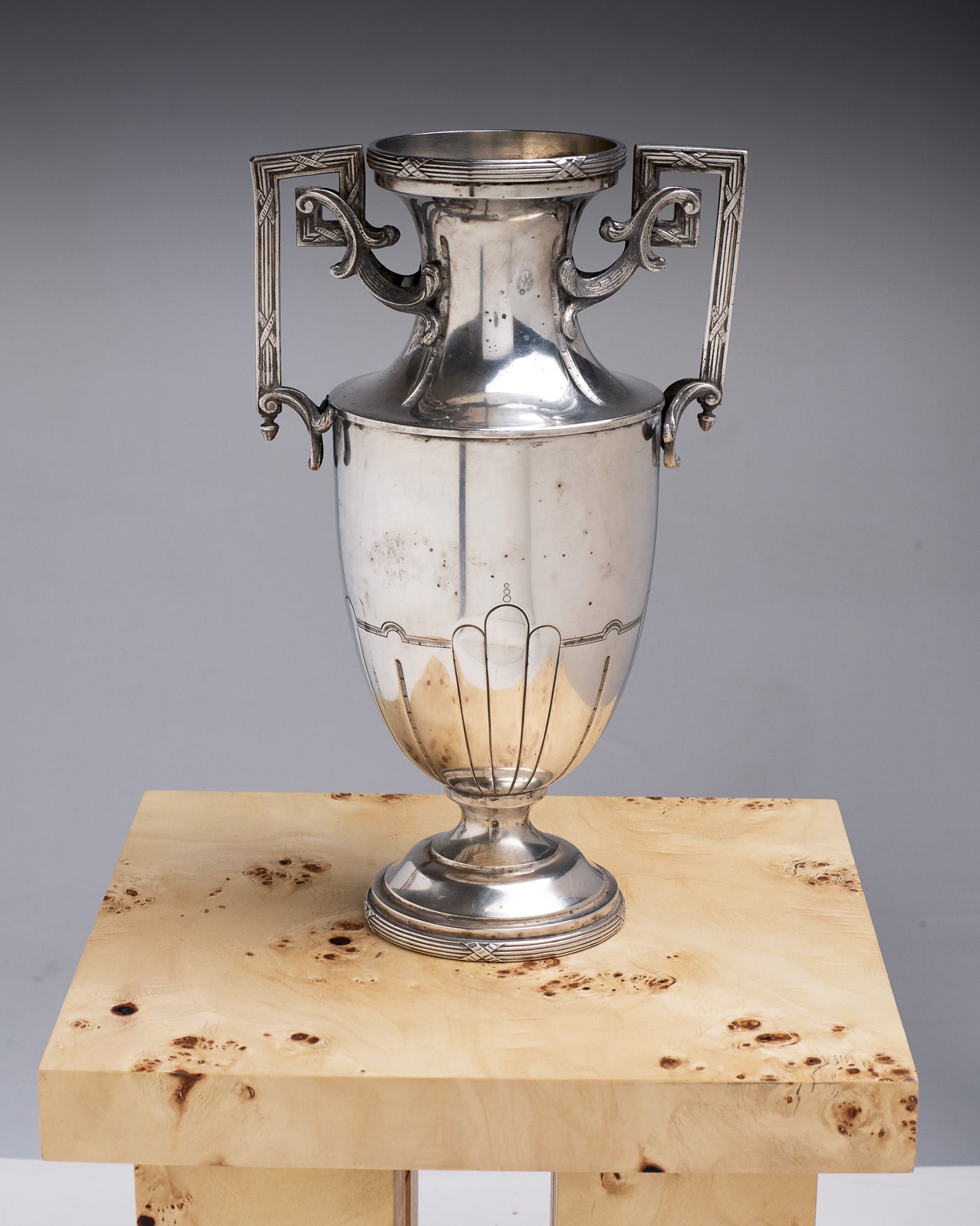 SILVER-PLATED METAL VASE, ROUX-MARQUIAND, ART DECO, 1930s