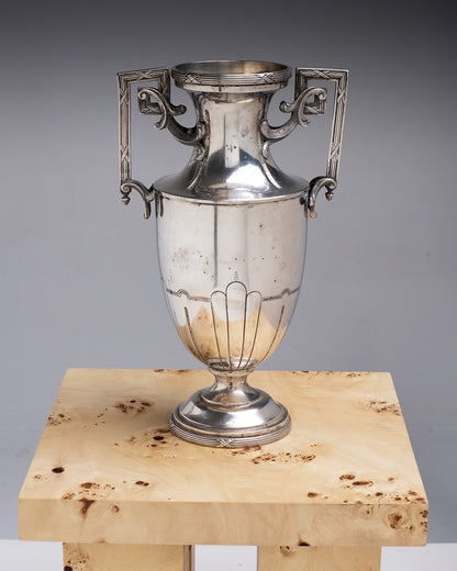 SILVER-PLATED METAL VASE, ROUX-MARQUIAND, ART DECO, 1930s