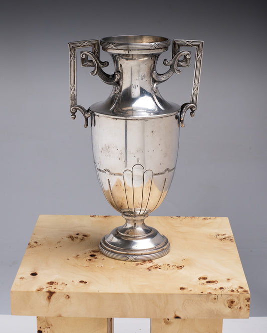 VASE EN MÉTAL ARGENTÉ, ROUX-MARQUIAND, ART DÉCO, 1930s