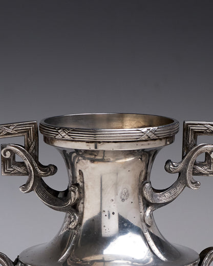SILVER-PLATED METAL VASE, ROUX-MARQUIAND, ART DECO, 1930s