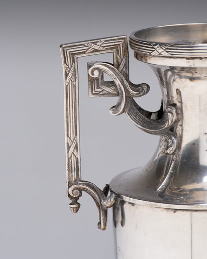 SILVER-PLATED METAL VASE, ROUX-MARQUIAND, ART DECO, 1930s