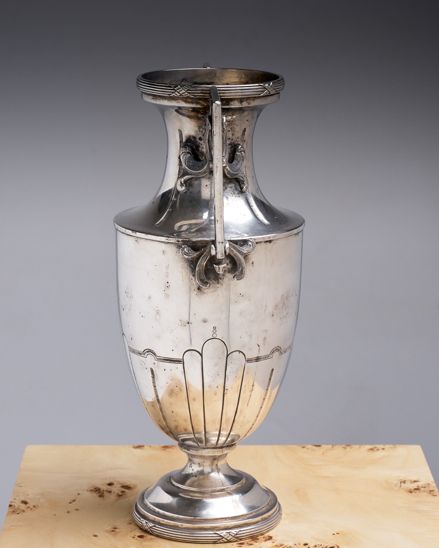 SILVER-PLATED METAL VASE, ROUX-MARQUIAND, ART DECO, 1930s