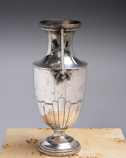 SILVER-PLATED METAL VASE, ROUX-MARQUIAND, ART DECO, 1930s