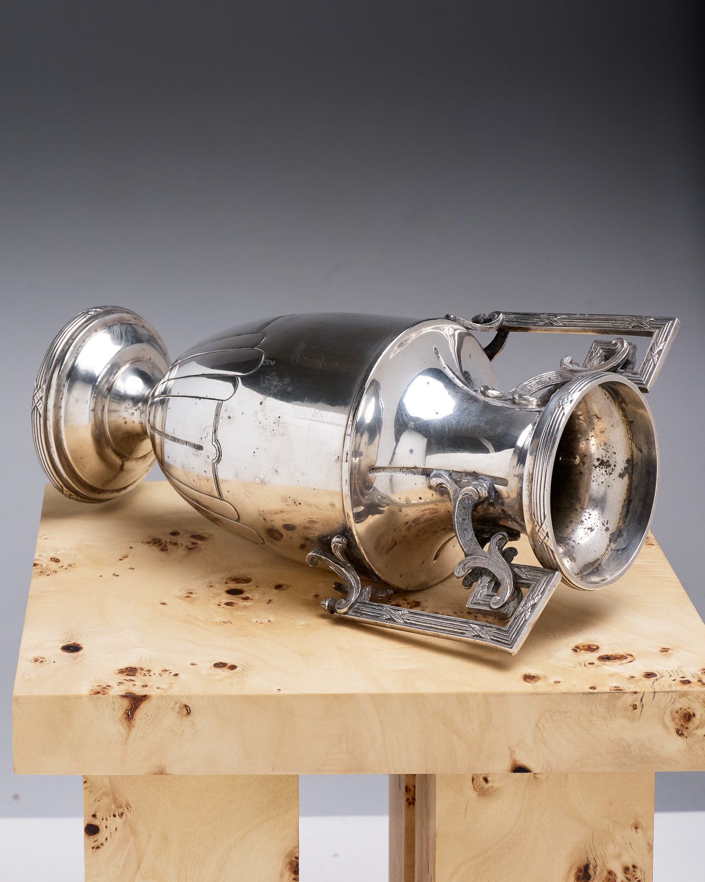 SILVER-PLATED METAL VASE, ROUX-MARQUIAND, ART DECO, 1930s