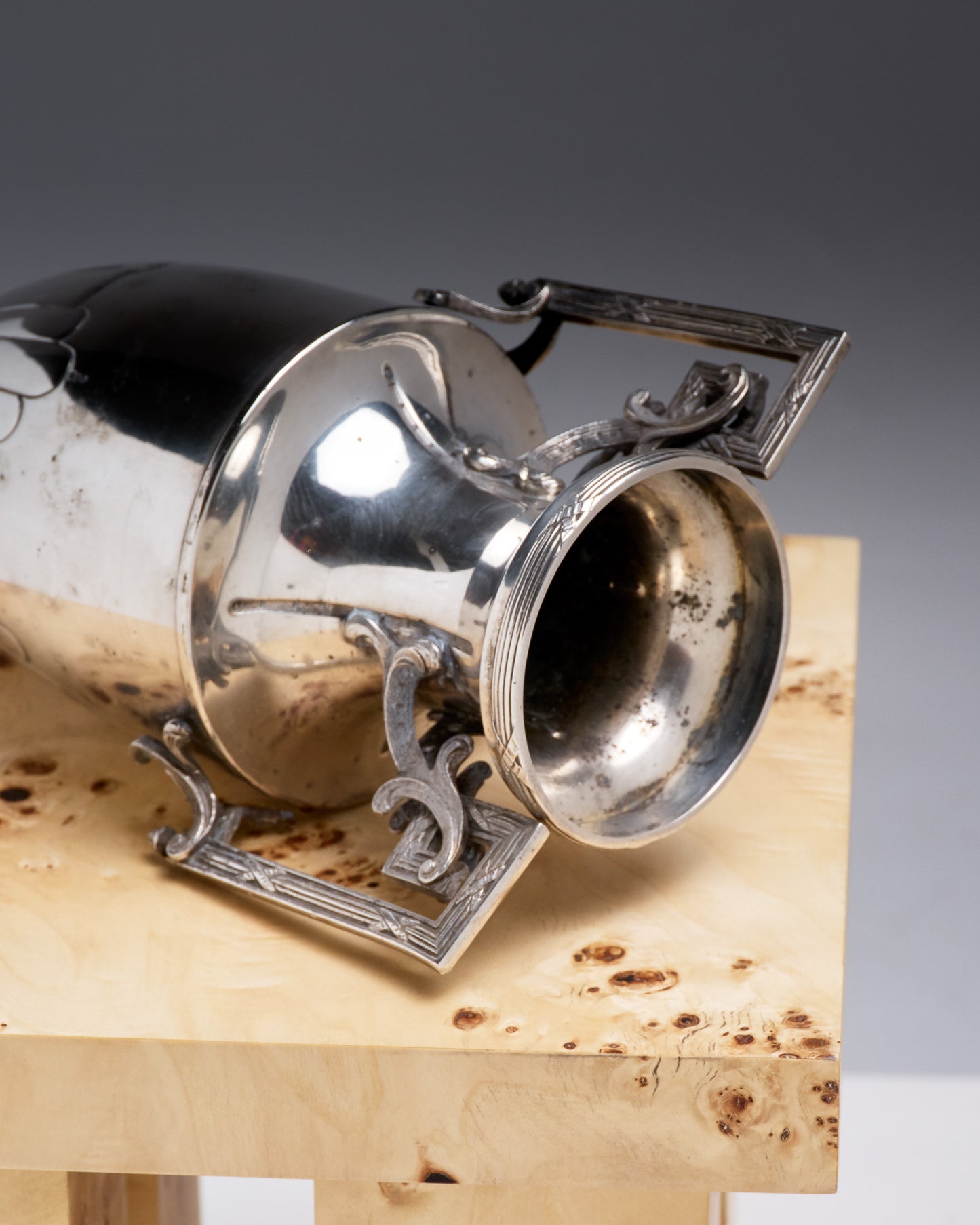 SILVER-PLATED METAL VASE, ROUX-MARQUIAND, ART DECO, 1930s