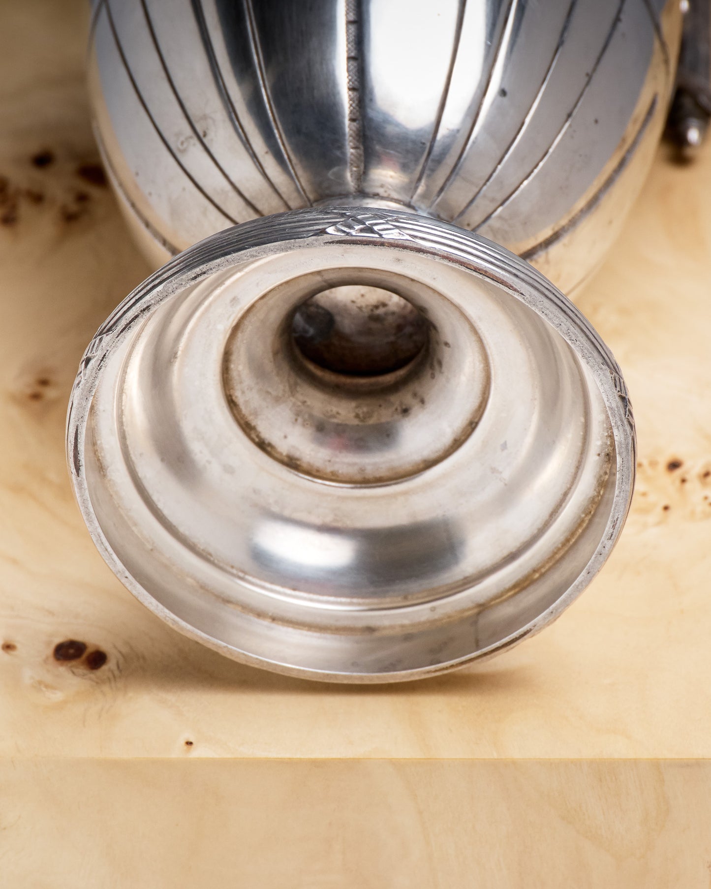 SILVER-PLATED METAL VASE, ROUX-MARQUIAND, ART DECO, 1930s