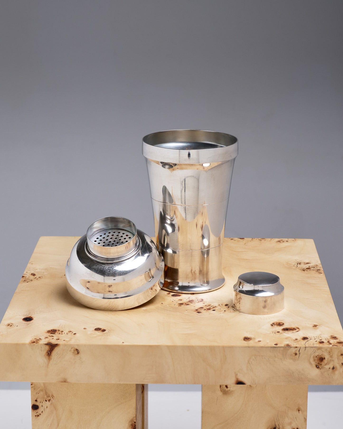 Silver-plated metal shaker, Saint Médard, 1950s