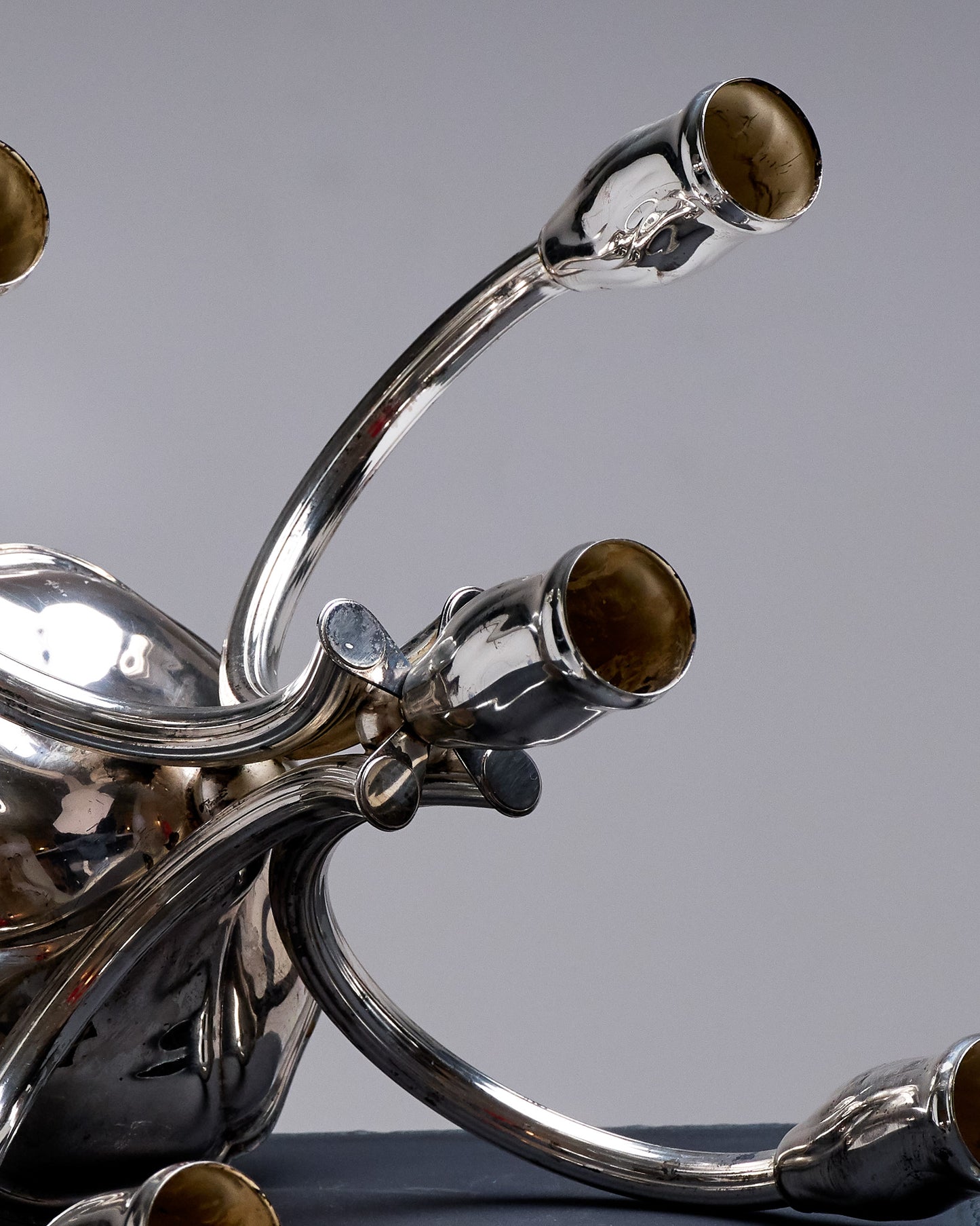 5-LIGHT SILVER-PLATED METAL CANDELABRA, 1970s
